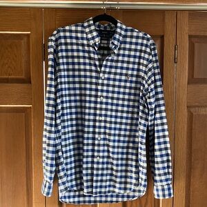 RALPH LAUREN BLAKE 100% COTTON BLUE PLAID BUTTON DOWN SHIRT CLASSIC FIT LARGE